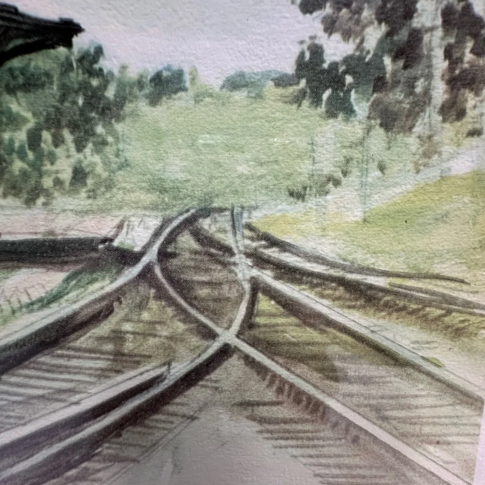 Old‎ Bennington Station by Gene Pelham Watercolor Art Print Vintage Railroad